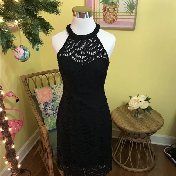 Lilly Pulitzer NWT Kenna Halter Dress Onyx Scalloped Fan Lace Size 0 - Picture 5 of 14